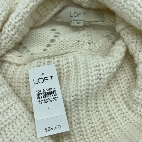 NWT NEW LOFT Cowlneck Crop Sweater Size L Cream, Off-White color, Cozy soft feel - Picture 7 of 10